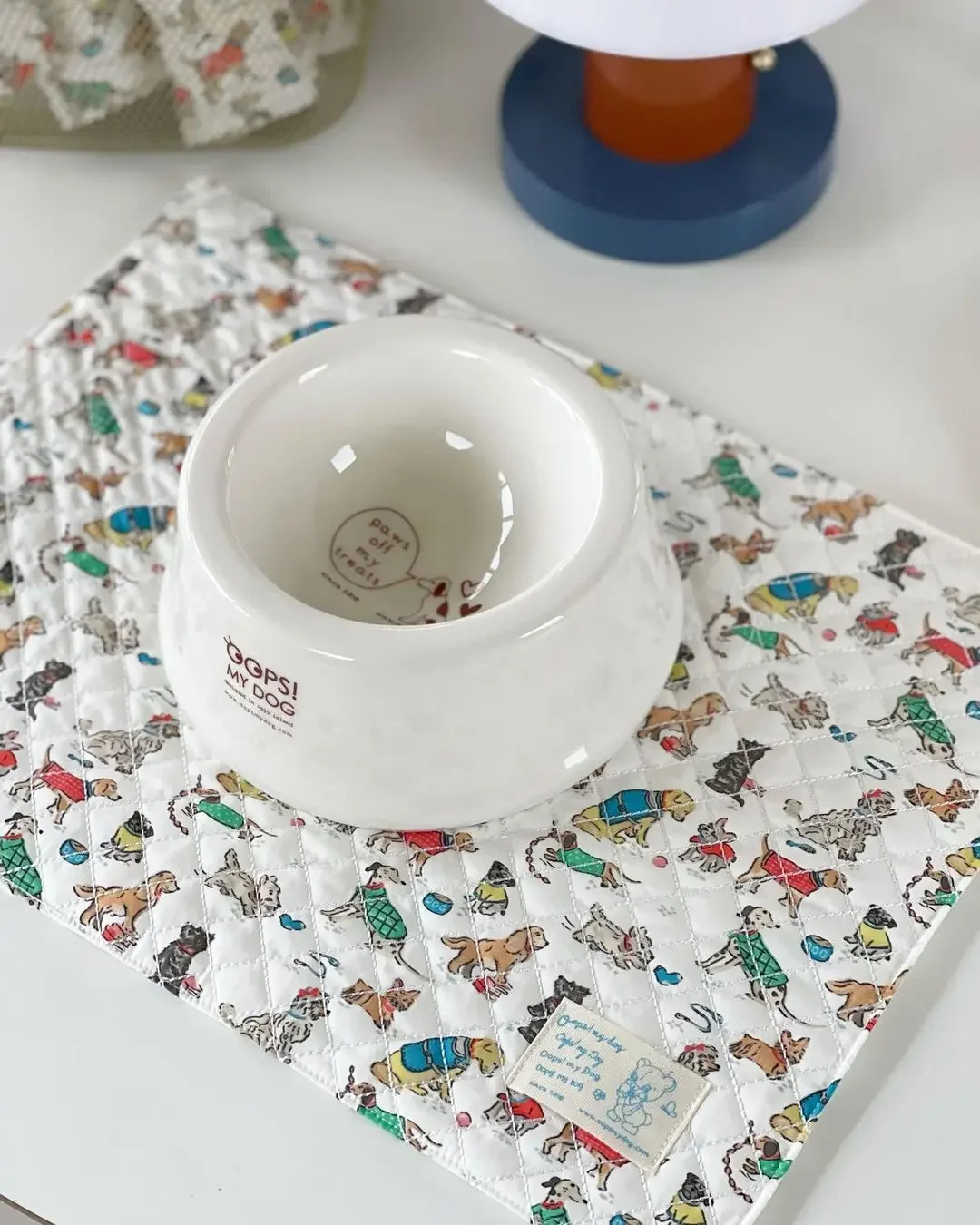 INS-alfombrilla antideslizante para comida de mascotas, tapete de algodón con estampado de dibujos animados para perros y gatos, no incluye cuenco, accesorios para perros, novedad - imagen 5