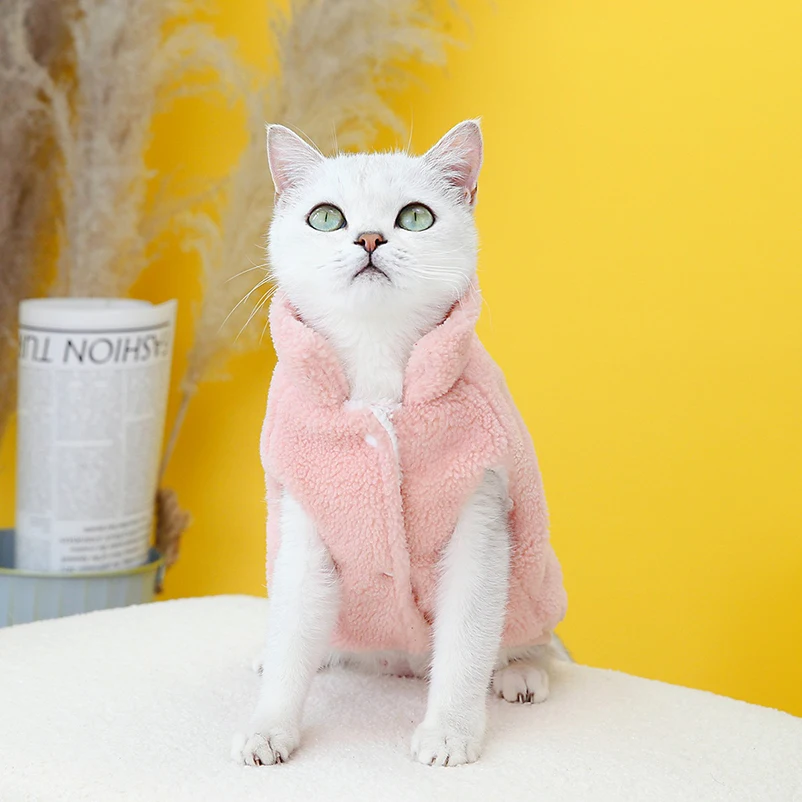 Ropa de lana cálida para gato Sphynx, chaleco para cachorro, chaqueta para Bulldog Francés, disfraces de Chihuahua, Atuendo para gatito, accesorios para perros - imagen 3