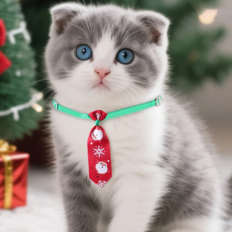 Collar navideño para Gato, collares para mascotas con lazo de copo de nieve para perros pequeños, Collar para gato, accesorios para fiesta de Navidad para mascotas - imagen 3