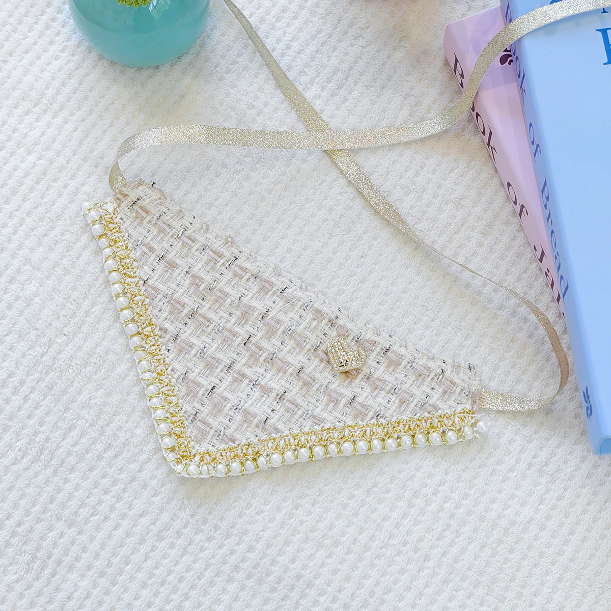 Bandana de lujo para perros y gatos, vendaje triangular de Tweed ajustable, accesorios para perros pequeños, bufanda Triangular para cachorros y gatitos - imagen 4