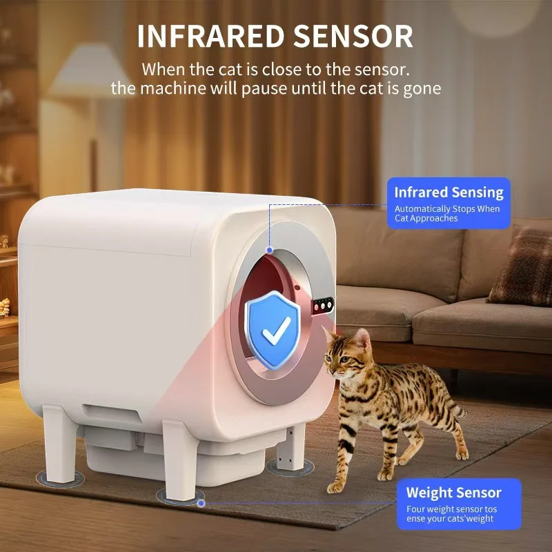 Caja de arena inteligente para gatos, cajas de arena para gatos de gran tamaño completamente cerradas, caja de arena automática para gatos y mascotas, inodoro desodorizante autolimpiante para mascotas - imagen 2