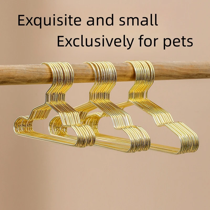 Pet Apparel Hangers Gold Color Mini Hanger Small Metal Clothes Hanger for Teddy Dog Cat Puppet Doll Pet Store Clothes Support - imagen 2