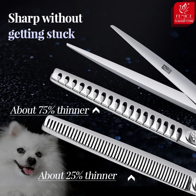 Fenice JP440C mano izquierda 7 pulgadas juego de tijeras profesionales para mascotas kits de aseo para perros tijeras rectas y curvadas tijeras más delgadas - imagen 4