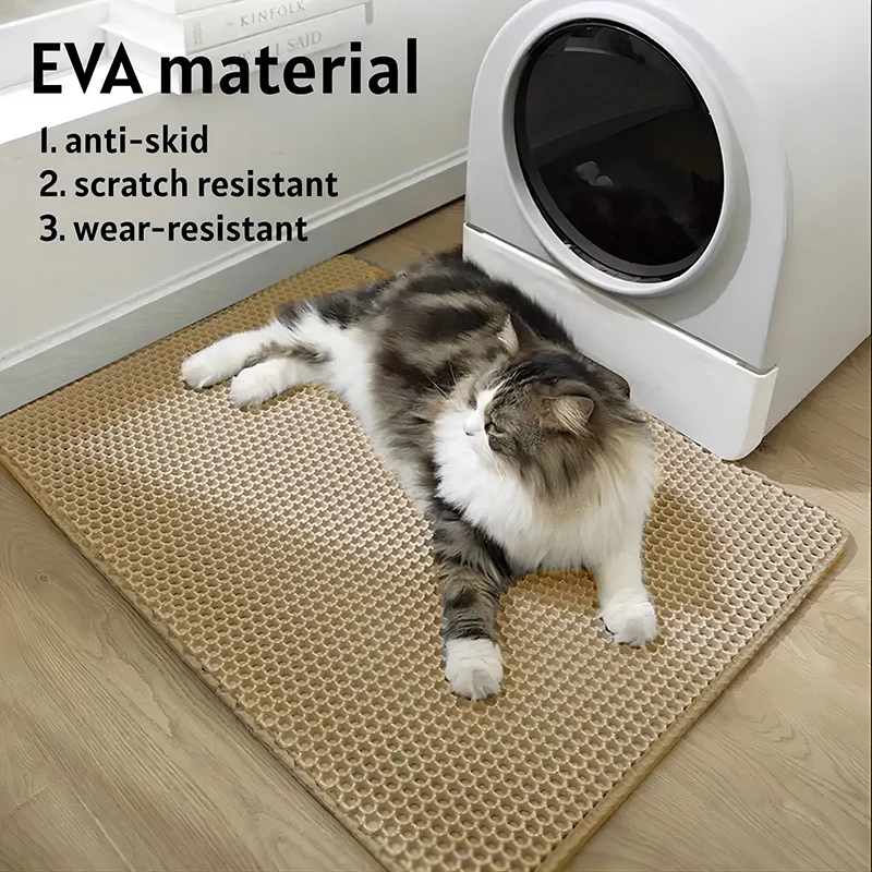 Estera de arena para gatos, estera de captura a prueba de orina impermeable de doble capa, fácil de limpiar, almohadilla antideslizante para inodoro, almohadilla para rascar gatos, almohadilla para pies grande - imagen 3