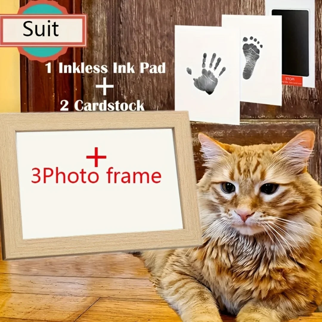 Mesa de impresión de huella de pie, marco de fotos gratis, Pet, conmemorativo, no táctil, almohadilla de tinta de aceite para arte