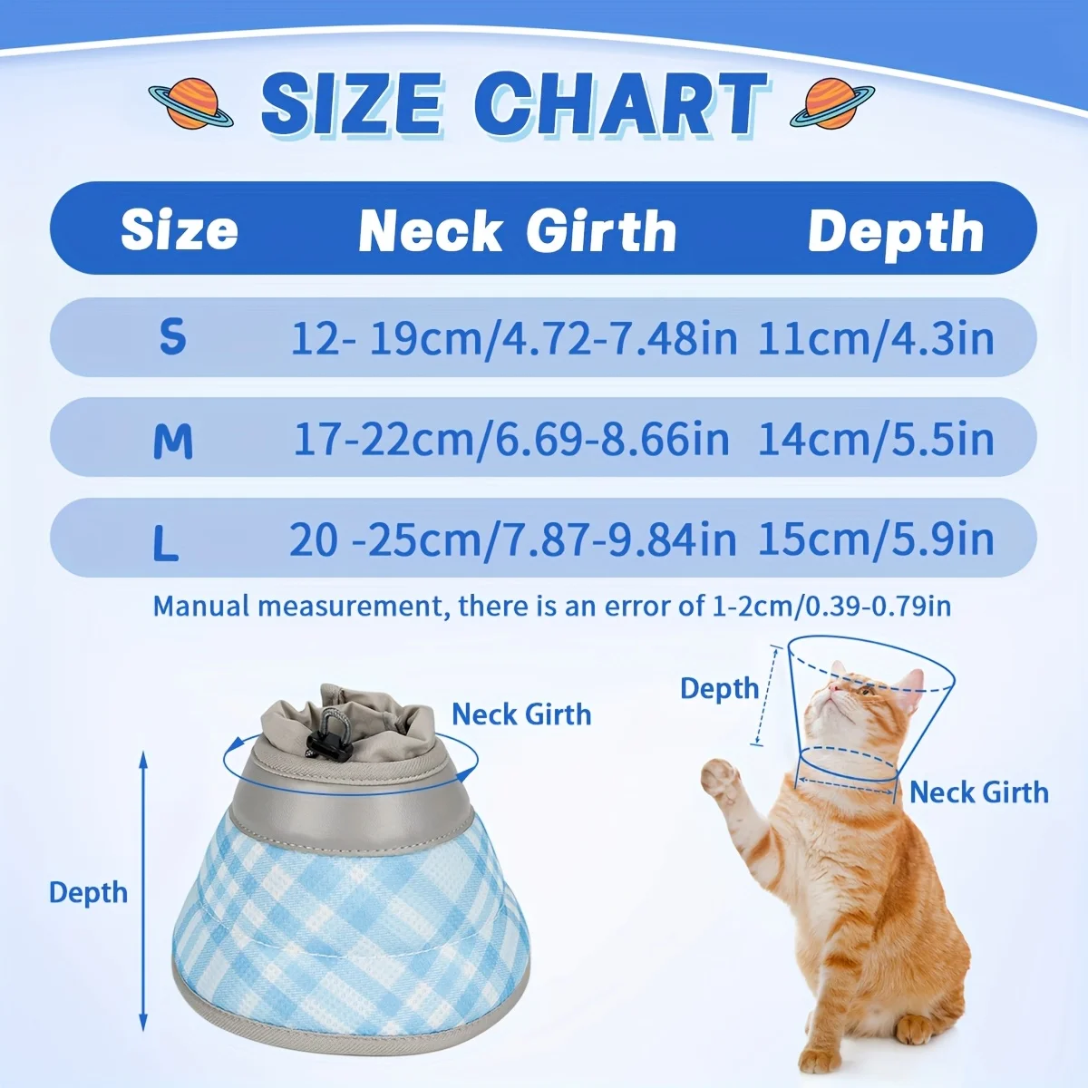 Collar Elizabeth para mascotas, cubierta protectora a cuadros, escudo protector para gatos, Collar antilamer, escudo protector para Neuteri - imagen 2