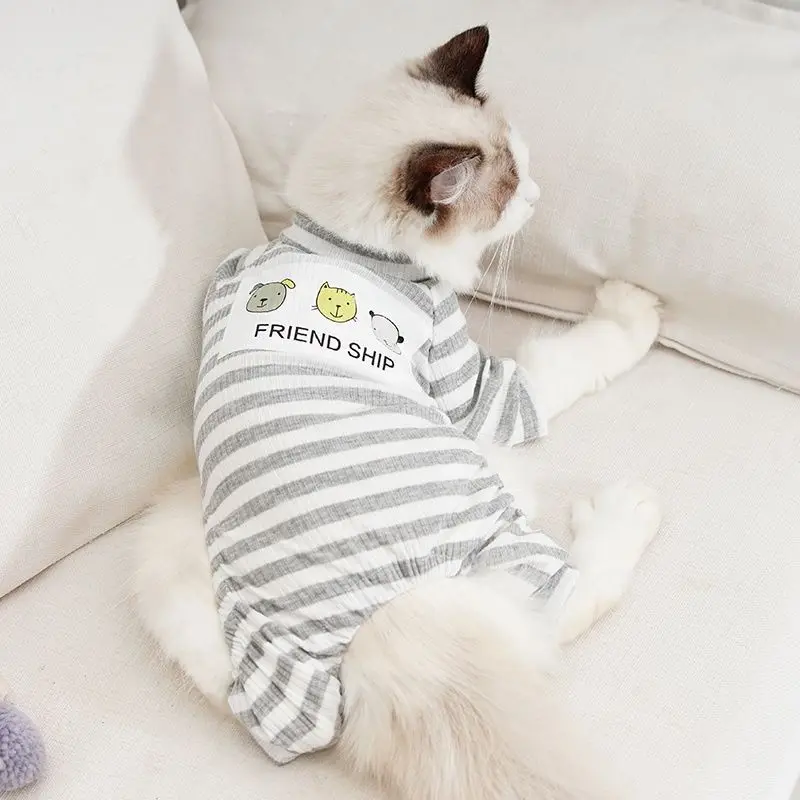 Mono de algodón suave para perros y gatos, pijamas para gatos, monos Gotas Katten, ropa para cachorros Sphynx Kedi mascotas, disfraz ubranko dla kota - imagen 3
