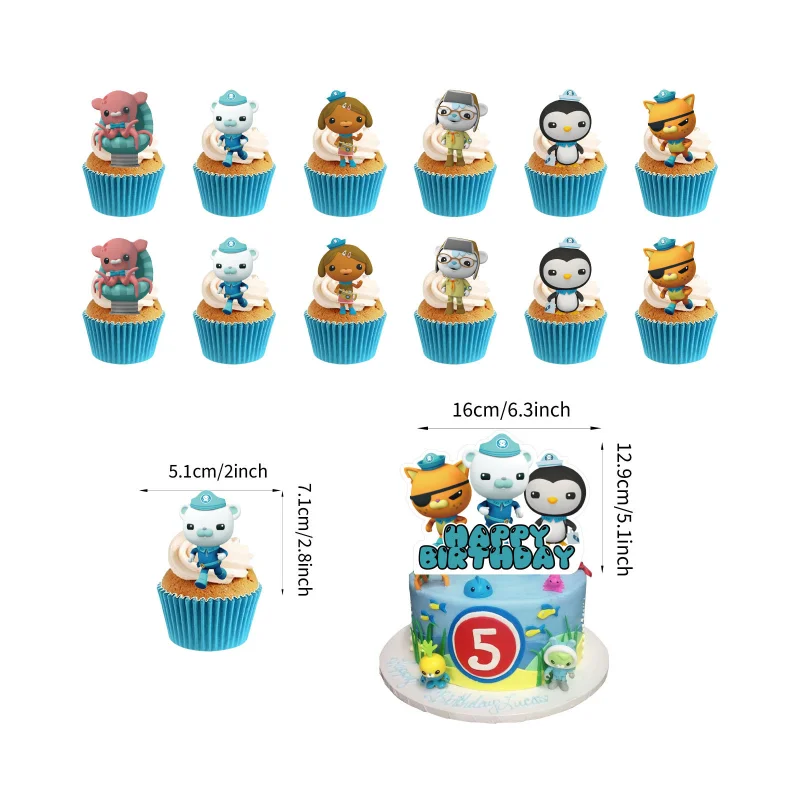 Decoración de fiesta de cumpleaños de los octonautas, pancarta de dibujos animados, globo, adorno para pastel, suministros para fiesta, Barnacles Peso Kawazii, juguete para Baby Shower - imagen 3
