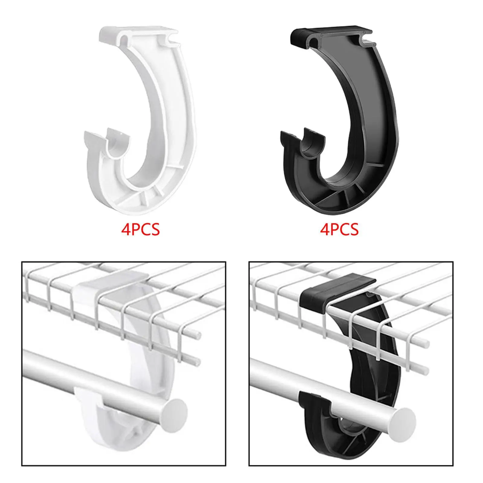 4Pcs Closet Rod Support Bracket 3/4 Sturdy Pipe Hanger Bracket J Type Hooks Hanging Rod Support Hanging Bar Rod Support