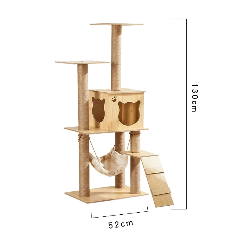 Plataforma multicapa, torre de árbol para gatos, casa de madera, cuerda de Sisal, postes raspadores para gatos, hamaca de molienda, marco de escalada para gatos - imagen 4
