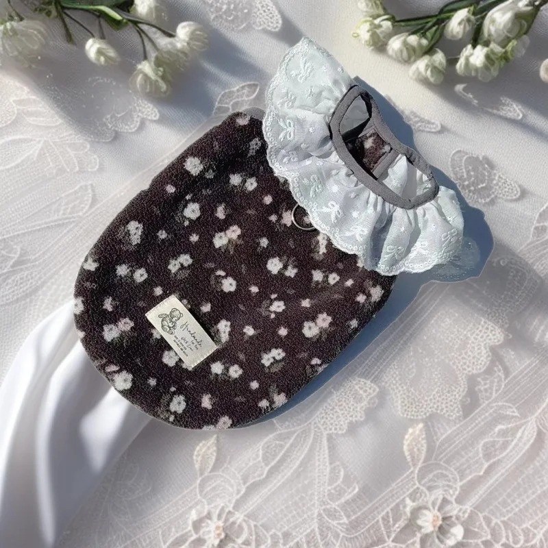 abrigo felpa invierno encaje floral para perros y gatos pequeños - imagen 3