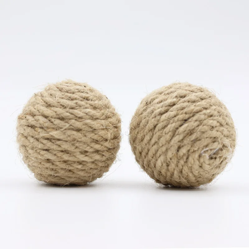 Juguete ecológico para mascotas con bola de sisal de 4,5 cm con arena, juguete masticable natural para gatos, pelota de buscar biodegradable - imagen 4