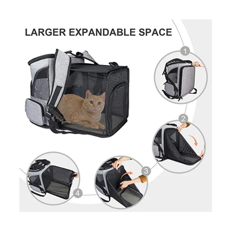 Suministros para mascotas, mochila para cachorros, bolsa expandible para mascotas, mochila portátil transpirable de gran capacidad para gatos, bolsa plegable para perros - imagen 2