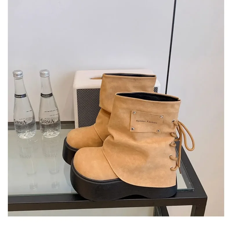 Botines zapatos de mujer botas-mujeres bajas montar Rock otoño Lolita negro botas de motocicleta botas de mujer invierno - imagen 3