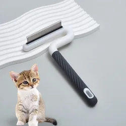 Peines de fila para gatos en forma de T, dientes largos y cortos, pelo flotante, pulgas, nudo abierto, peinar perros y gatos, peines de limpieza y aseo