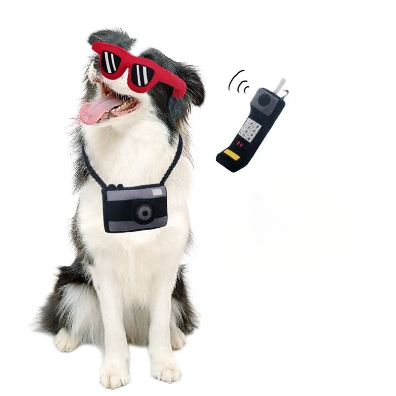 Gafas de peluche para perros y mascotas, juguete resistente a mordeduras, fabricación de sonido, cámara de viaje, juguete para rechinar los dientes, suministros para mascotas para perros pequeños y cachorros - imagen 5
