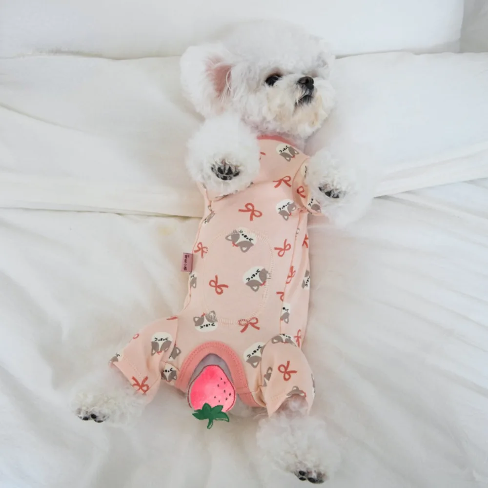 가을과 겨울 인쇄 4 다리 점프 슈트 홈 개 고양이 수호자 따뜻한 애완 동물 의류 기본 코트 4 다리 바지 의류 - imagen 4