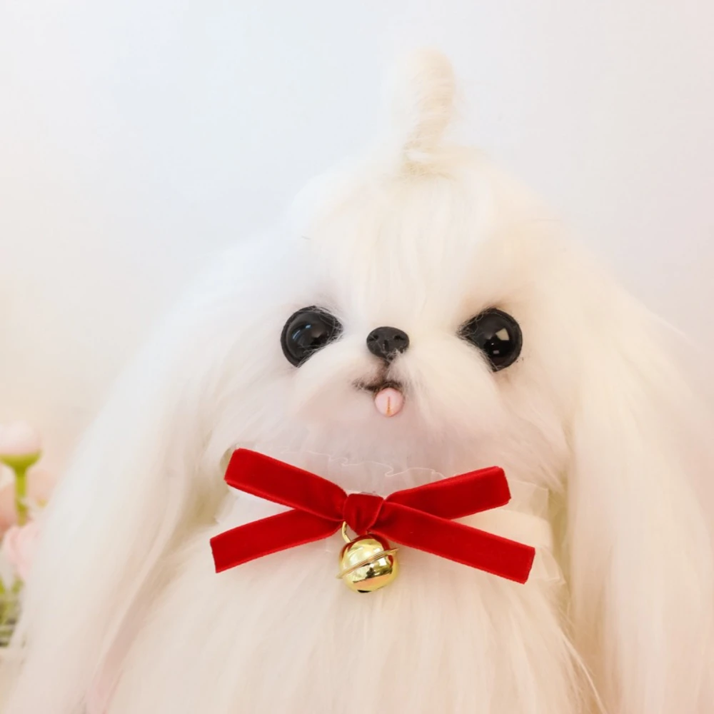Collar vintage de encaje con lazo y campana elástica para gato y perro - imagen 2