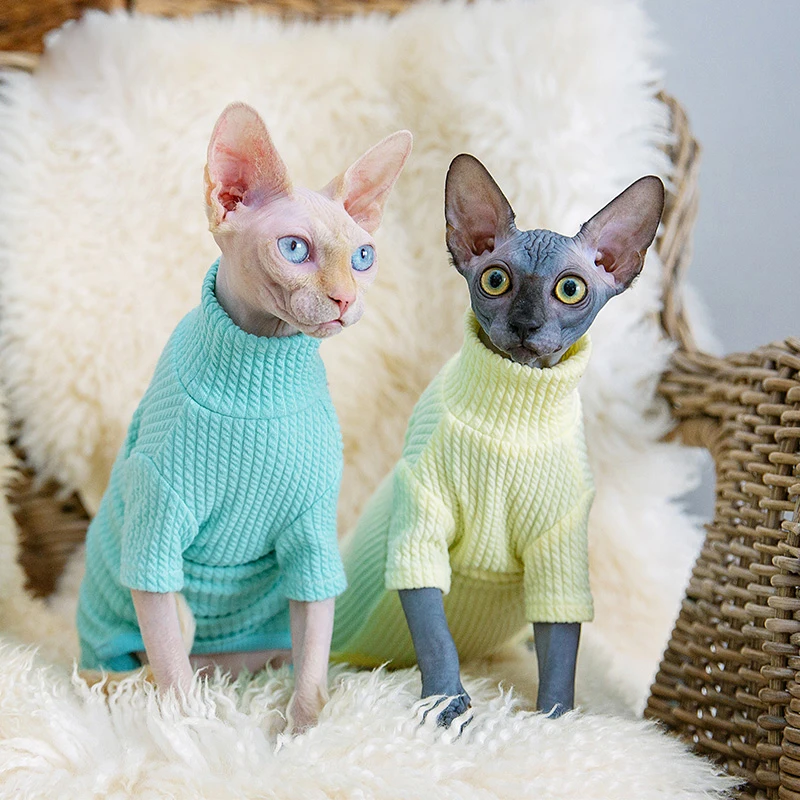 Sphynx-ropa de otoño e invierno para gatos, mono cálido para mascotas, sudaderas con capucha, pijamas suaves para gatos, Disfraces para gatos esfinge - imagen 2