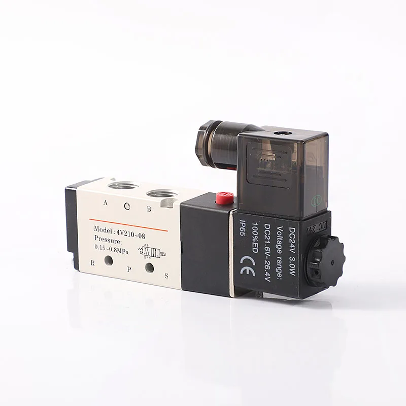 Válvula Solenoide eléctrica neumática, Control de 5 vías y 2 posiciones, 4V210-08, 12V, 24V, 220V, bobina de voltios - imagen 4