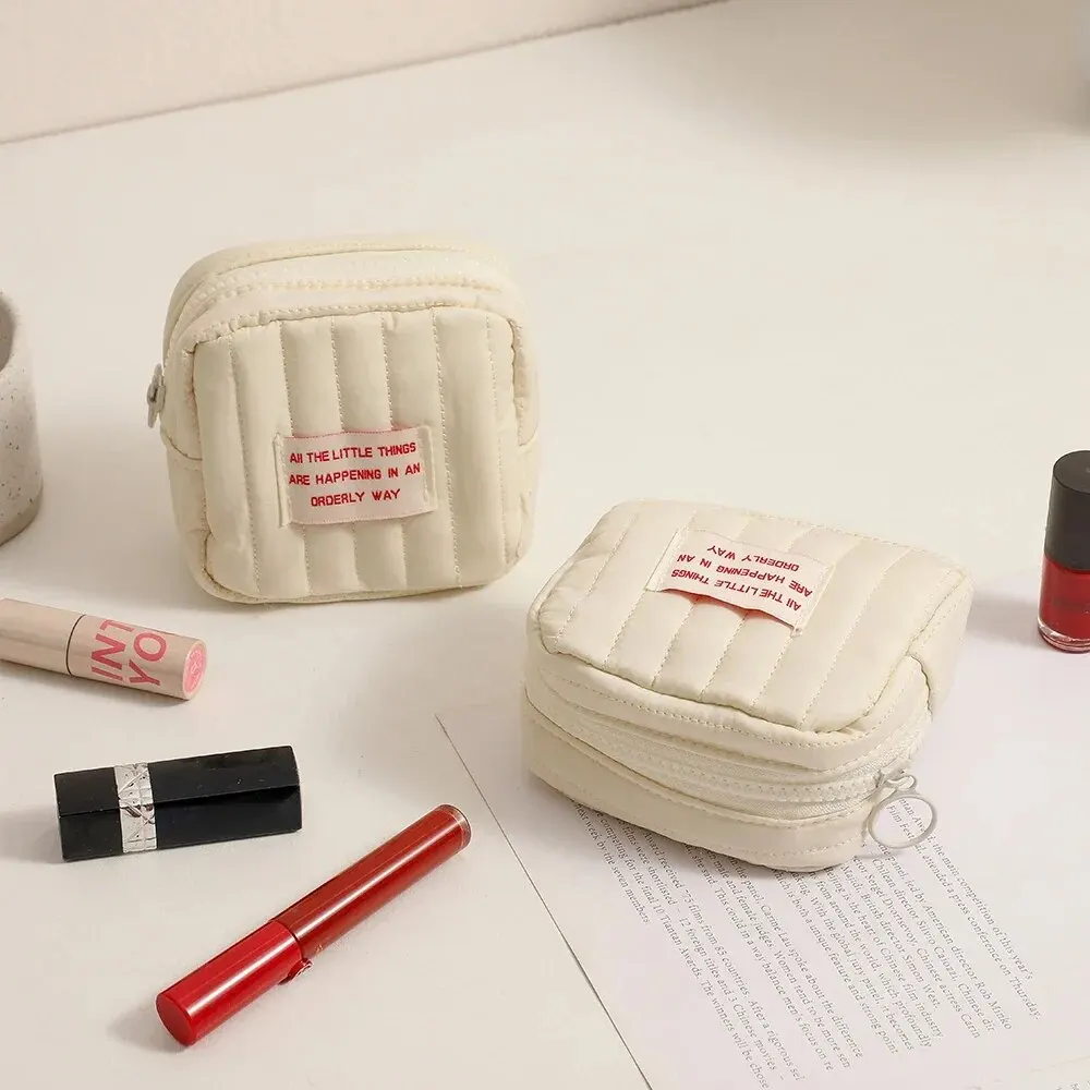 Bolsa de maquillaje pequeña cuadrada, auriculares pequeños para estudiantes, billetera cero, bolsas de almacenamiento portátiles para lápiz labial para niña - imagen 2