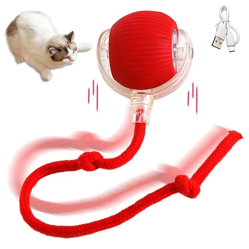 1/2 Uds. Juguetes interactivos para gatos, pelota rodante eléctrica automática, juguetes para gatos/gatitos, mascotas, Teaser automático inteligente, recargable por USB - imagen 2