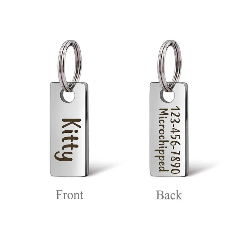 Etiqueta de Metal antipérdida cuadrada personalizada, llavero con grabado láser, nombre de Perro, identificación, collar, suministros para mascotas - imagen 3