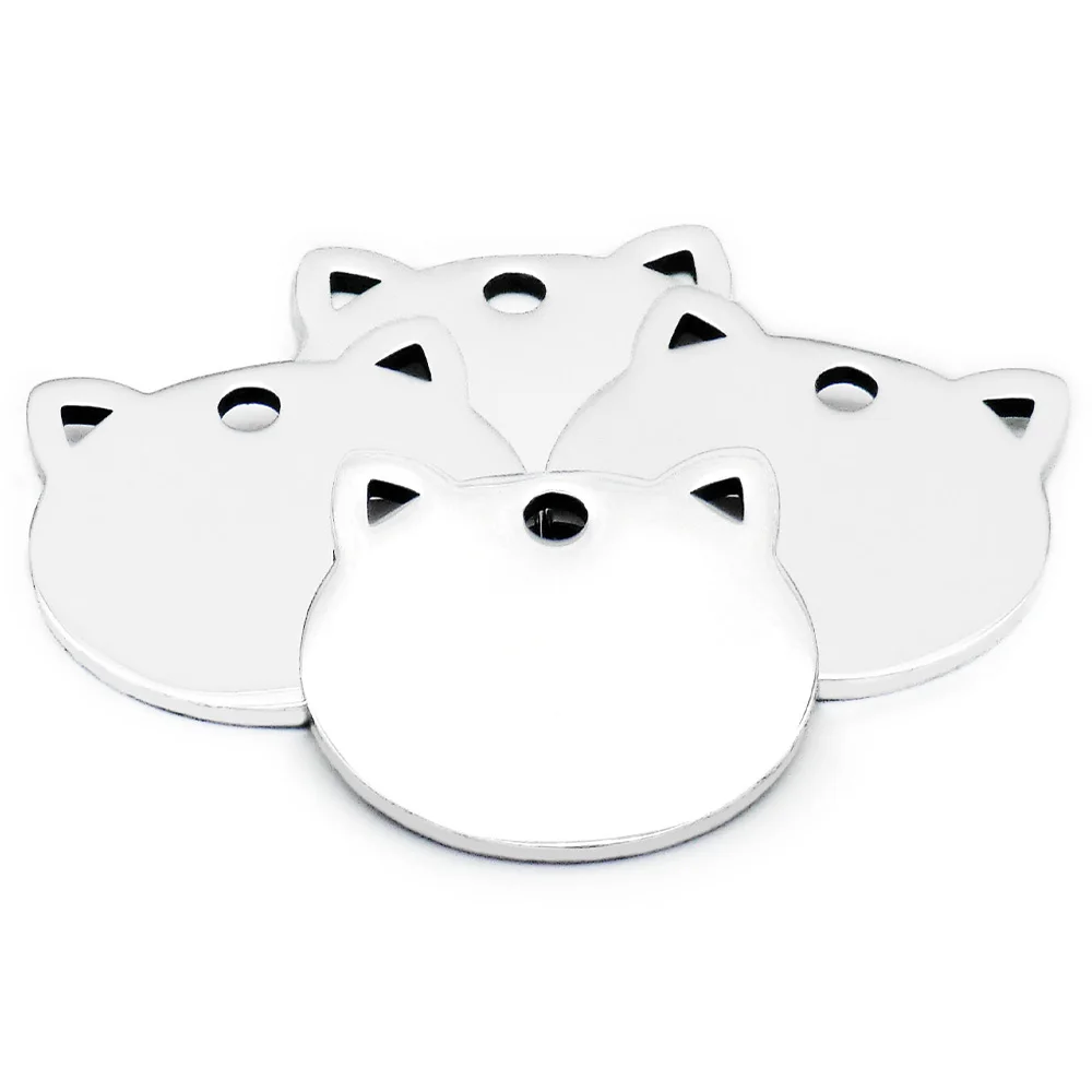 100 Uds. Etiqueta de acero inoxidable personalizable personalizada para mascotas grabado láser etiqueta de identificación antipérdida Collar de gato accesorios colgantes - imagen 4
