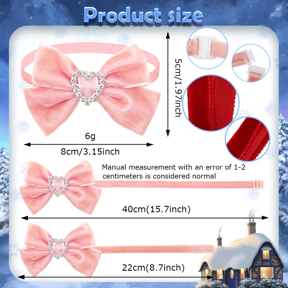 New 50PCS Dog Bowtie Fashion Diamond Winter Bow Tie Collar For Dogs Pets Cute Pet Grooming  Dog Accessories For Small Dogs - imagen 2