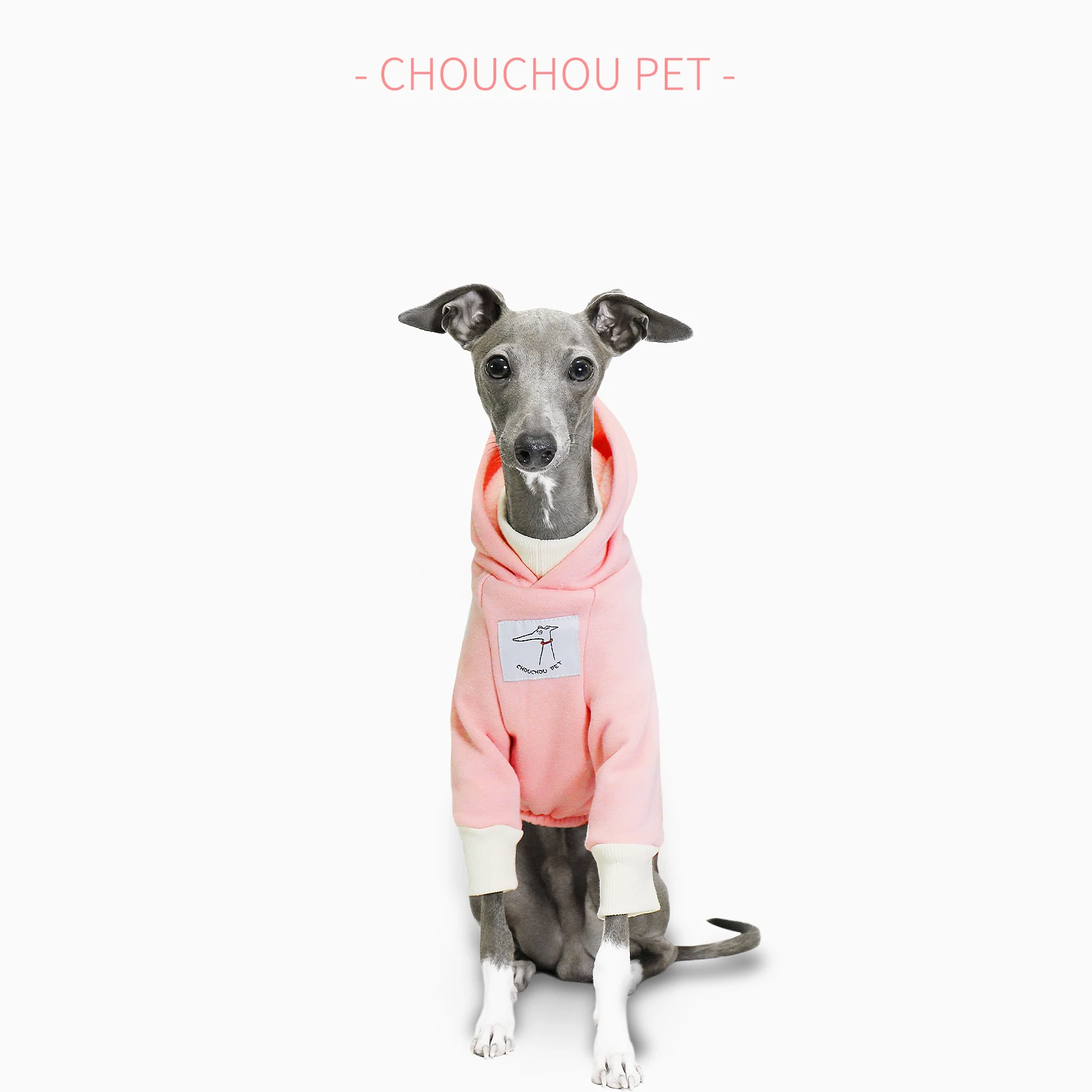 Rosa italiano galgo primavera nueva sudadera marrón con capucha más terciopelo cálido ropa deportiva para mascotas ropa para perros Whippet - imagen 3