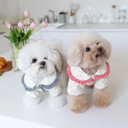 Abrigo de invierno para perro pequeño – Bordado con solapa de cuadros