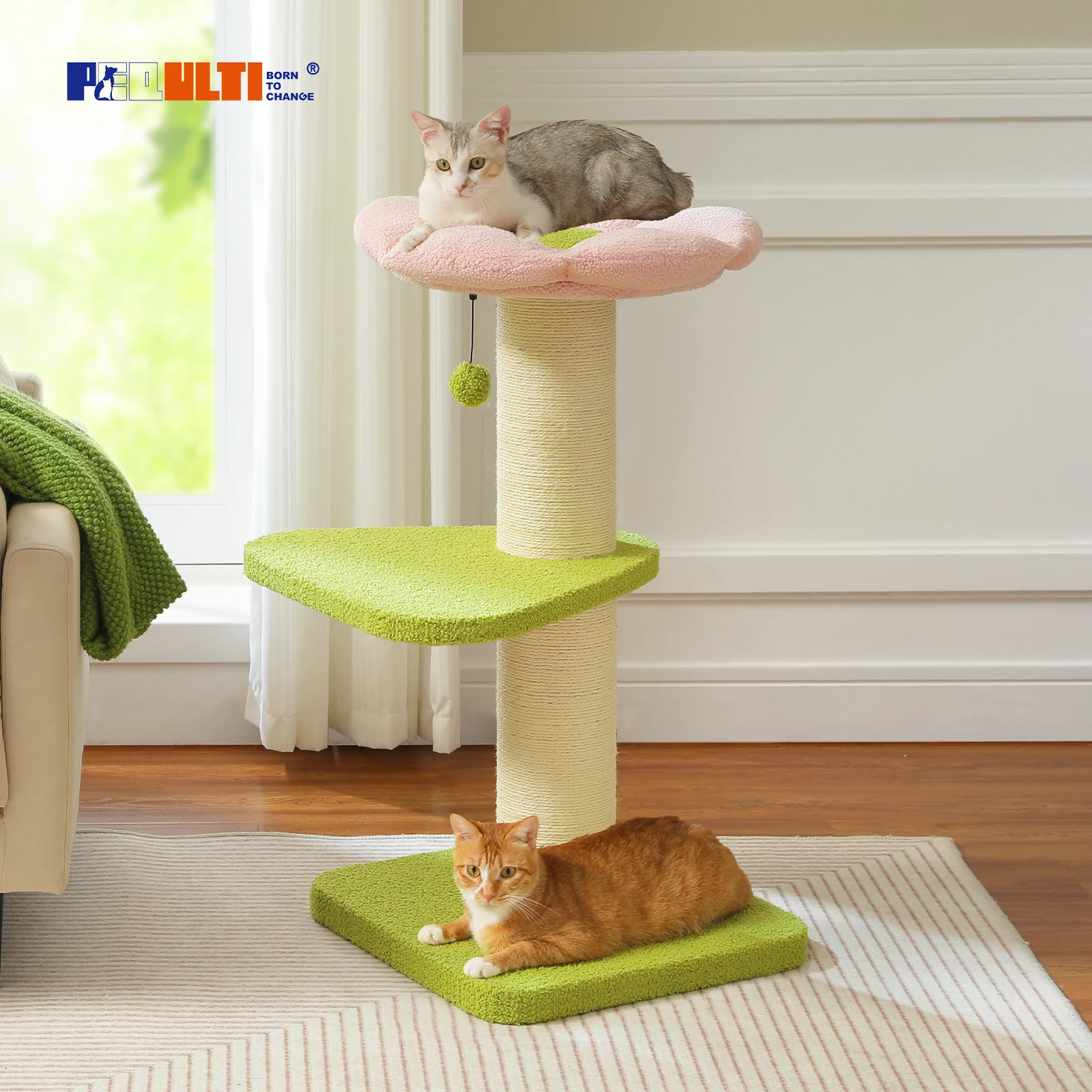 Poste rascador para gatos grandes, torre de árbol para gatos pequeños con poste rascador grueso, cama suave en la parte superior, rascador alto para gatos en interiores, rascadora para gato, juguete para gatos - imagen 5
