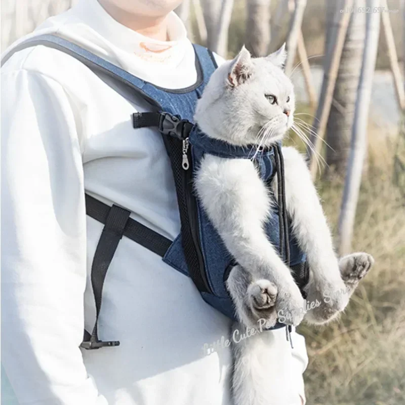 Mochila transportadora para perros y mascotas, portátil, transpirable, con doble hombro, bolsa frontal de malla para perros pequeños y gatos al aire libre - imagen 2