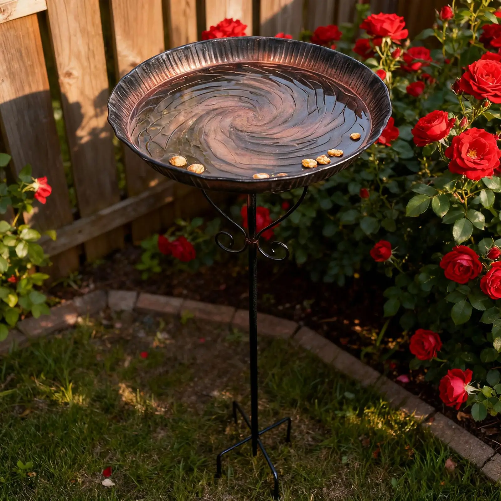 Baño de pájaros al aire libre multiusos fácil de montar comedero de pájaros Base de 5 puntas tazón de 10 "de diámetro para césped de jardín decoración de regalo Ideal - imagen 4