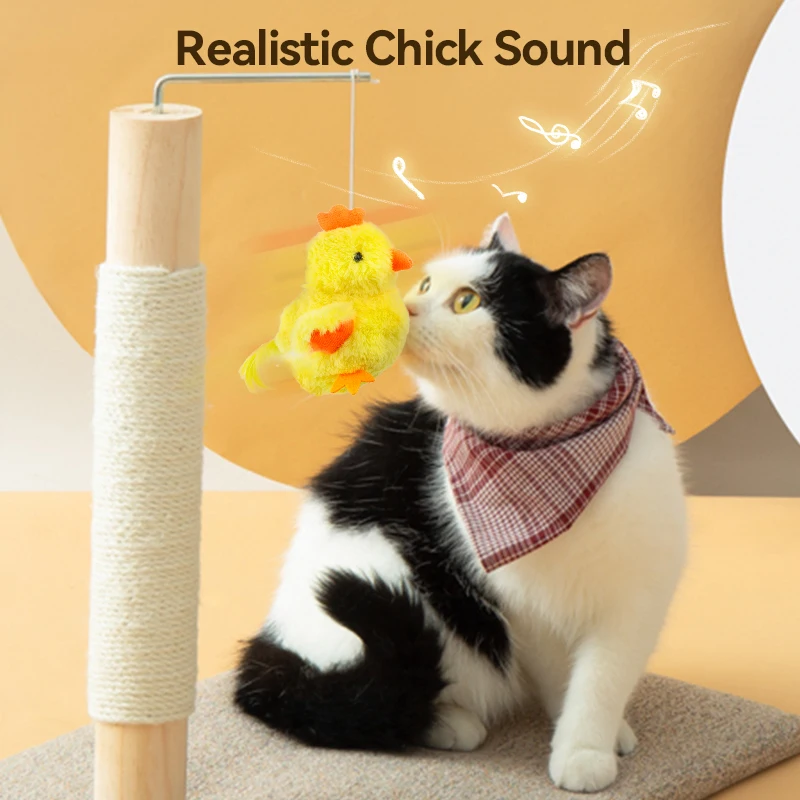 ROJECO-juguetes interactivos para gatos con hierba gatera, pollito batiente con sonido de pollito realista, Control remoto, juguetes de peluche esponjosos recargables para gatos - imagen 4