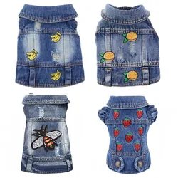 Abrigo vaquero para perros con bordado elegante - ropa de primavera
