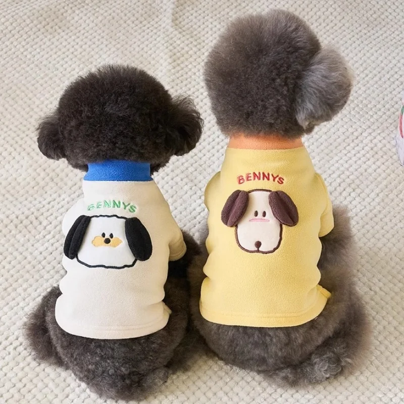 Ropa con estampado de dibujos animados para perros, sudaderas con capucha de lana para perros, sudaderas para cachorros a la moda, jerséis cálidos y suaves para gatos, sudaderas con capucha para mascotas, trajes para caniche - imagen 3