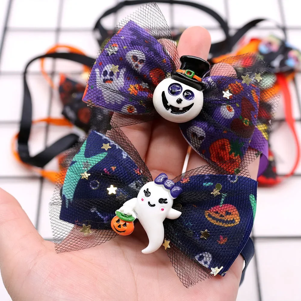 Pajarita de Halloween para perros, pajarita ajustable con calavera para perros pequeños y gatos, decoración de fiesta, accesorios de aseo para perros y mascotas, novedad de 2024 - imagen 4