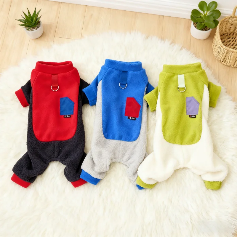 Monos lisos a la moda para perros, ropa cálida de invierno para perros, monos suaves de felpa para cachorros, pijamas bonitos para gatos, peleles para mascotas, disfraz de Chihuahua