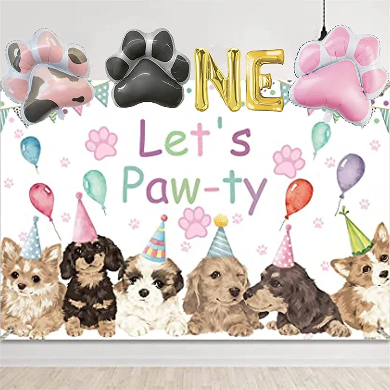 Globos grandes para fiesta de perros, decoraciones, pancarta, festivales para mascotas, suministros para fiestas, globos de aluminio para huesos de pata, decoraciones de cumpleaños para mascotas