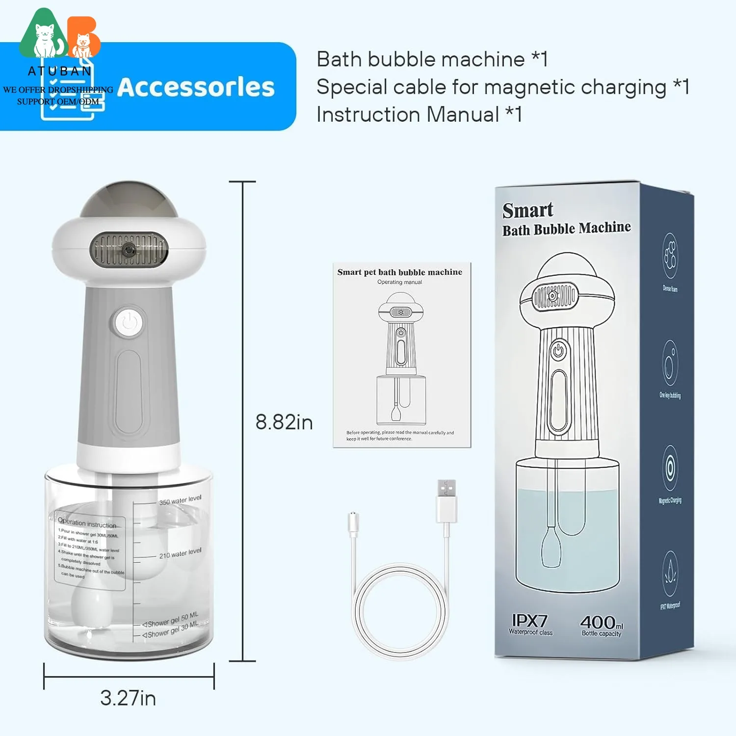 Rociador eléctrico de champú con espuma para perros y gatos – Bañera - imagen 4