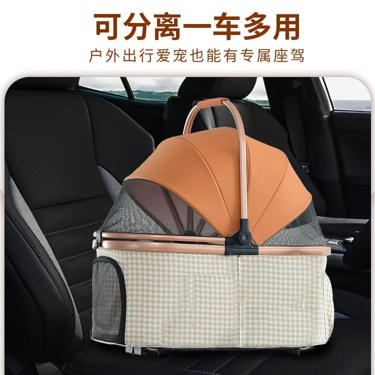 Carrito plegable para perros grandes, amortiguación y cesta separada - imagen 3