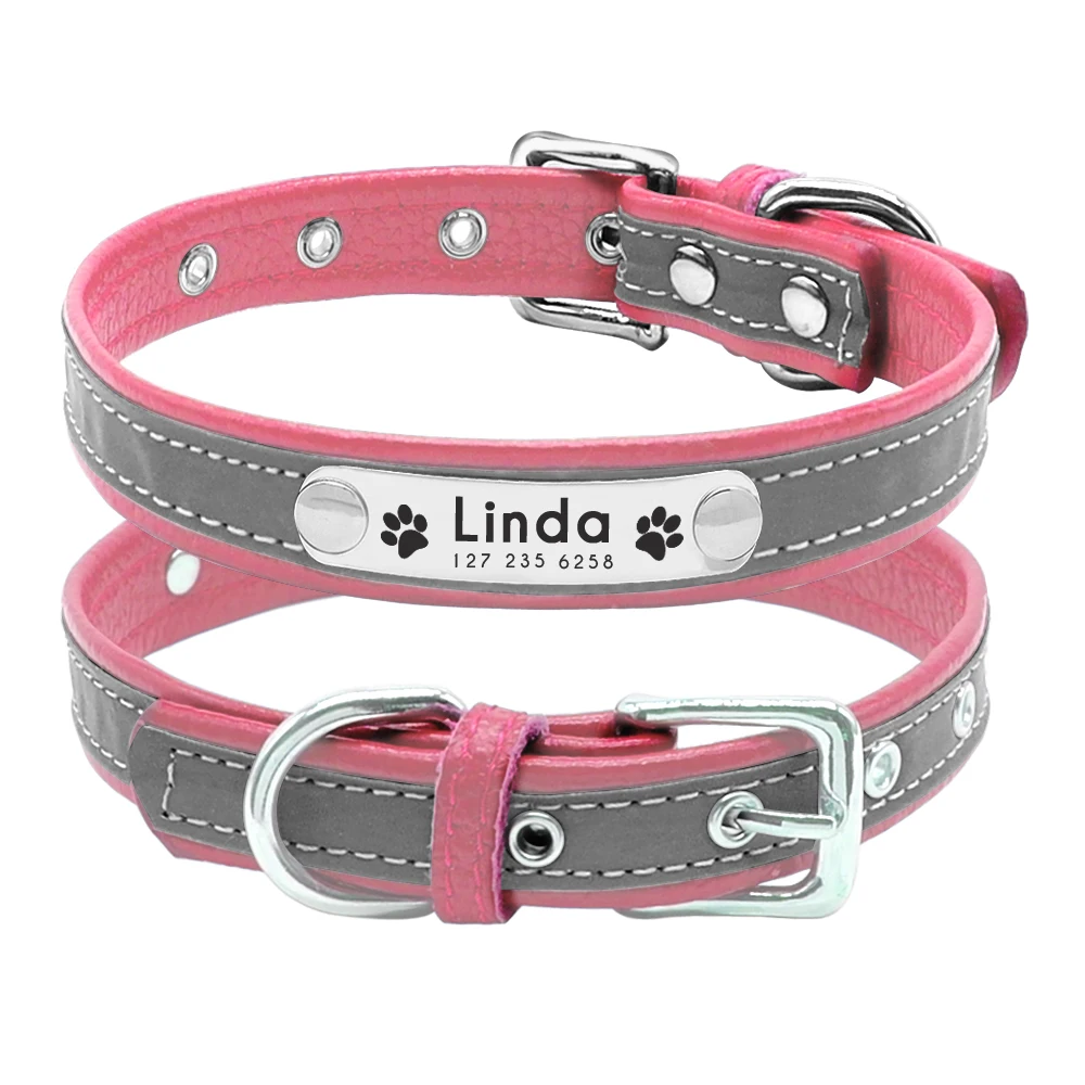 Collar reflectante personalizado para perros y mascotas, Collar ajustable con grabado gratis para perros pequeños y medianos, Collar para cachorros y gatitos, collares con etiqueta de identificación con placa de identificación - imagen 2