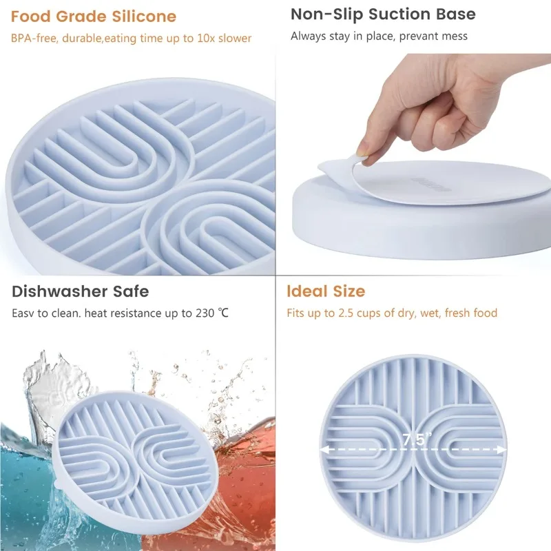 El alimentador lento dispersa la atención, adecuado para mascotas de alta energía, ansiedad, aburrido y calmante. Plato de comida lenta para mascotas. - imagen 2