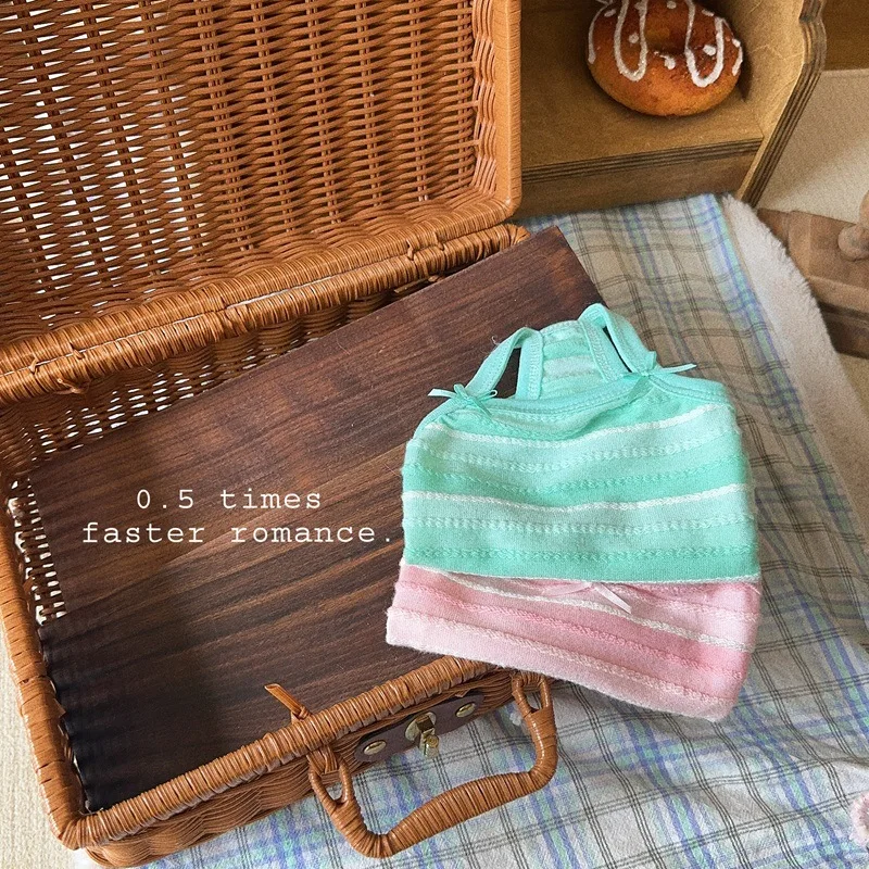 Camisola a rayas para mascotas, Top de color caramelo, transpirable para primavera, oso de peluche, bonito chaleco de malla para mascotas, ropa para cachorros - imagen 2