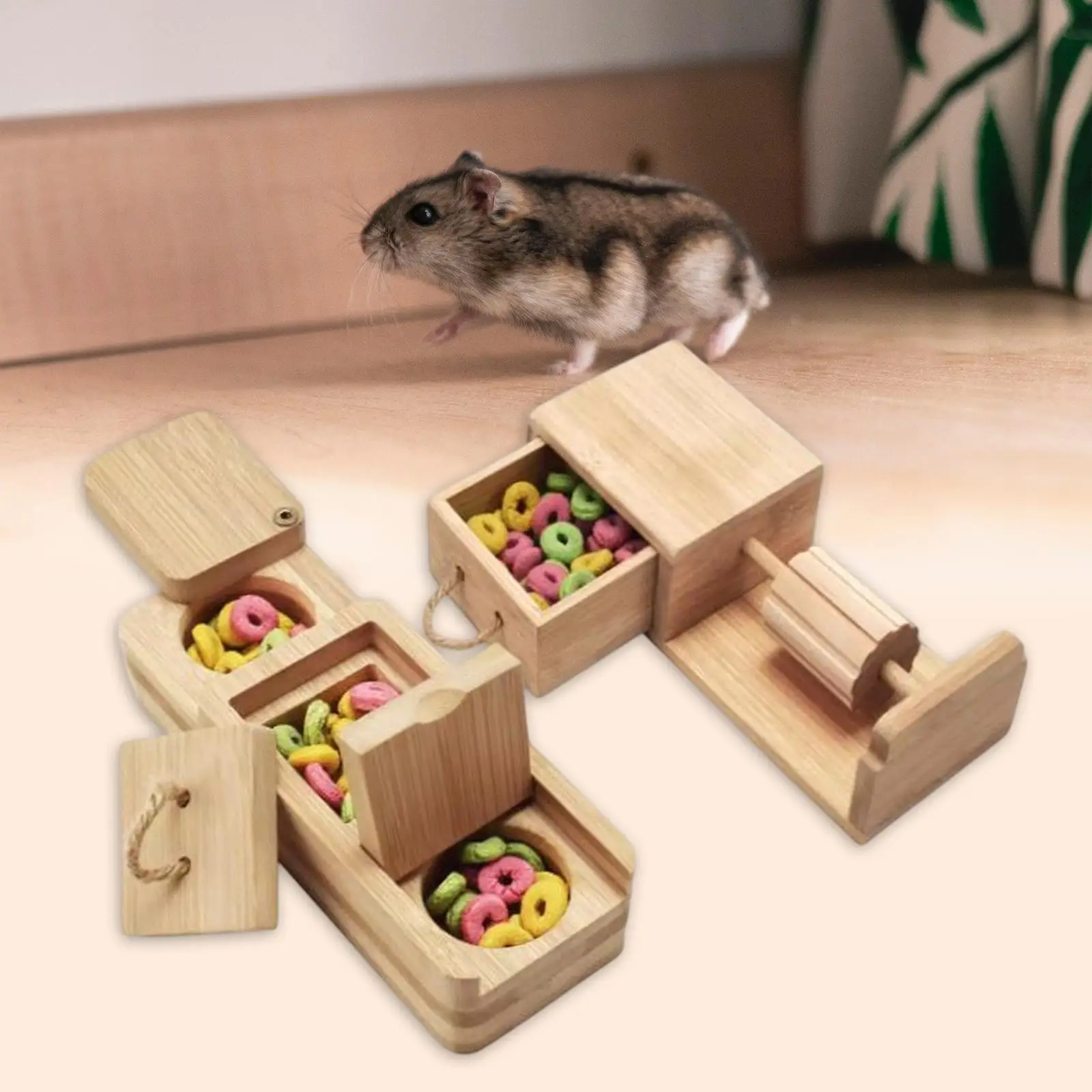 Juguete de forrajeo de hámster, juguete interactivo multifuncional educativo de enriquecimiento de conejillo de indias para gerbil, conejito, hámster, Chinchilla - imagen 3