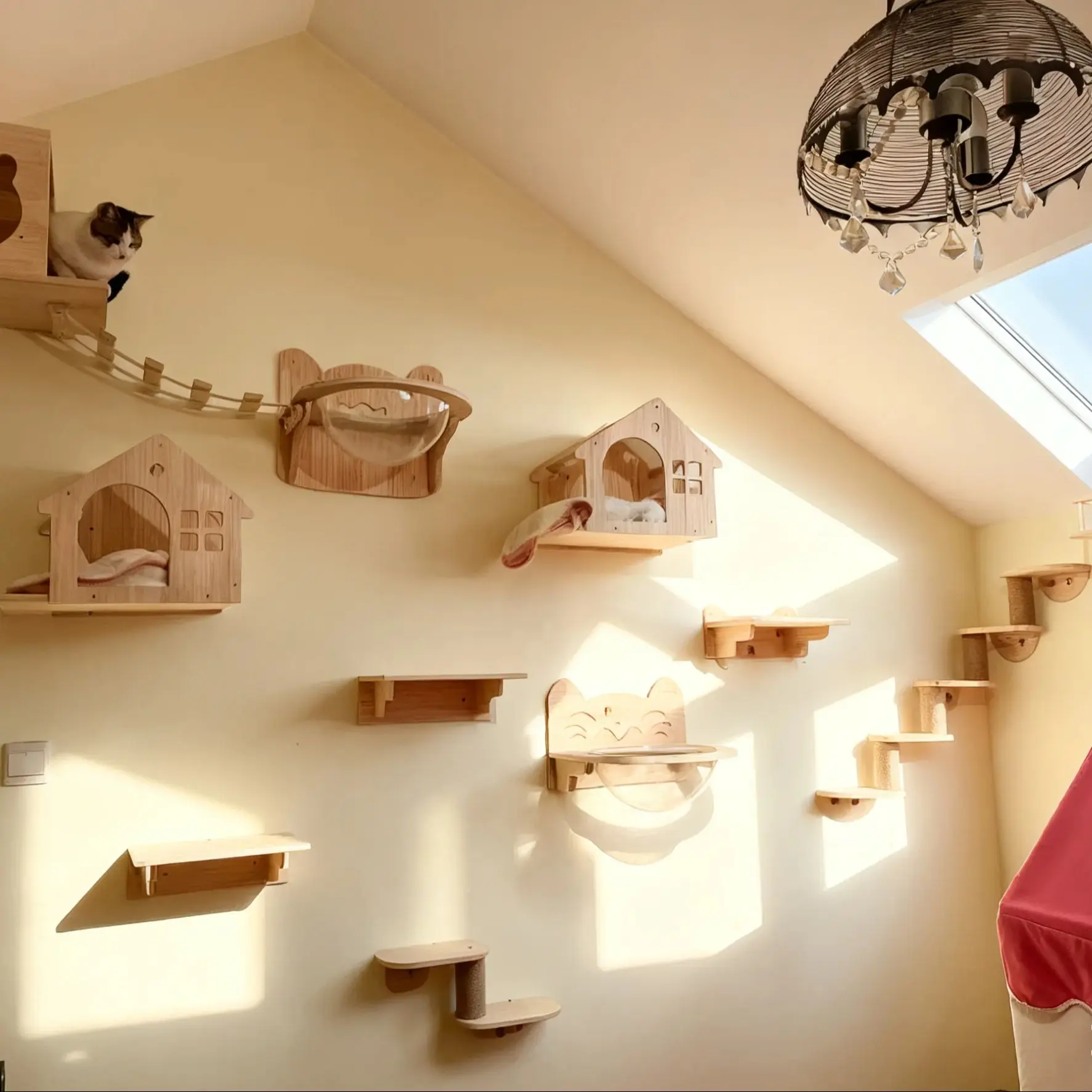 Cat Climbing Frame Furniture Bridge and Steps Cat Frame Indoor Climbing Frame Cat Wall Shelves - imagen 2