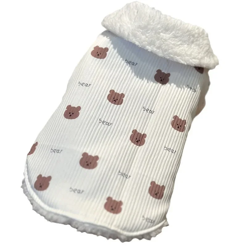 Chaleco de pana de felpa gruesa para mascotas, Teddy, perro pequeño, gato, oso, Collar de felpa, abrigo bonito de dibujos animados para otoño/invierno, ropa para cachorros, chaqueta - imagen 5