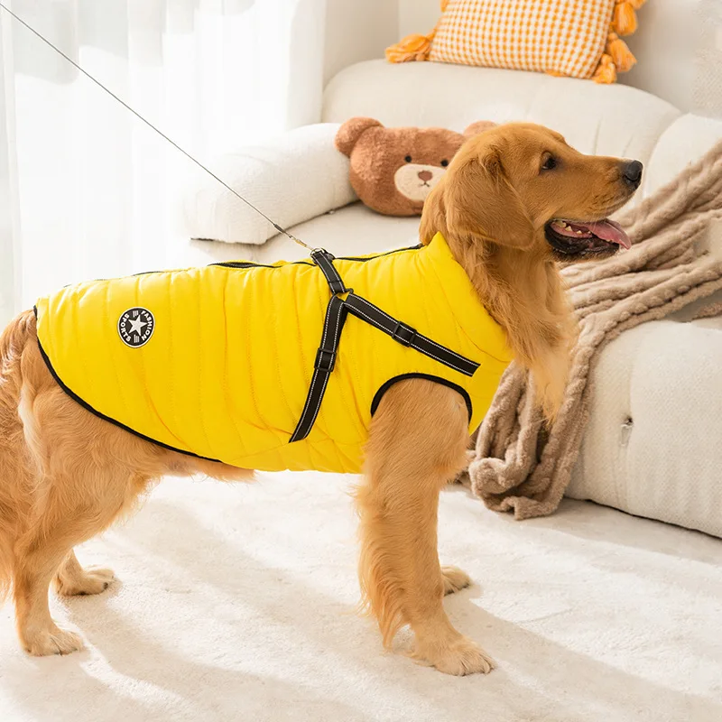 Ropa de invierno para perros, ropa para perros grandes de otoño, accesorios para mascotas, abrigo para mantener el calor, chaleco, correa para perros grandes, suministros para disfraces - imagen 4