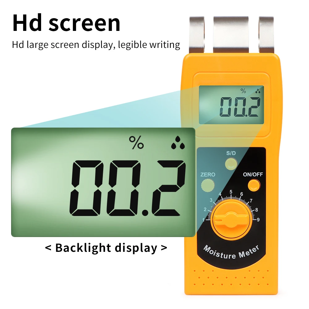 Medidor de humedad de madera de alta precisión DM200W, retroiluminación LCD, probador de humedad de madera, higrómetro portátil para aglomerado de madera - imagen 4